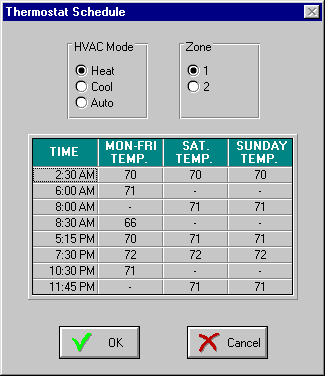 Thermostat Schedule Screen