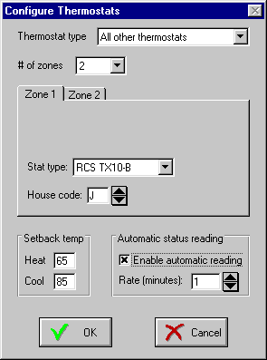 Thermostat Configuration Screen